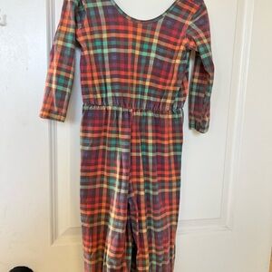 Girls' Plaid Long-Sleeve Jumpsuit - Multicolor